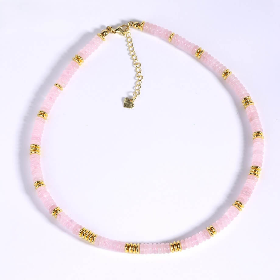 Handcrafted Natural Rose Quartz Beaded Choker Necklace