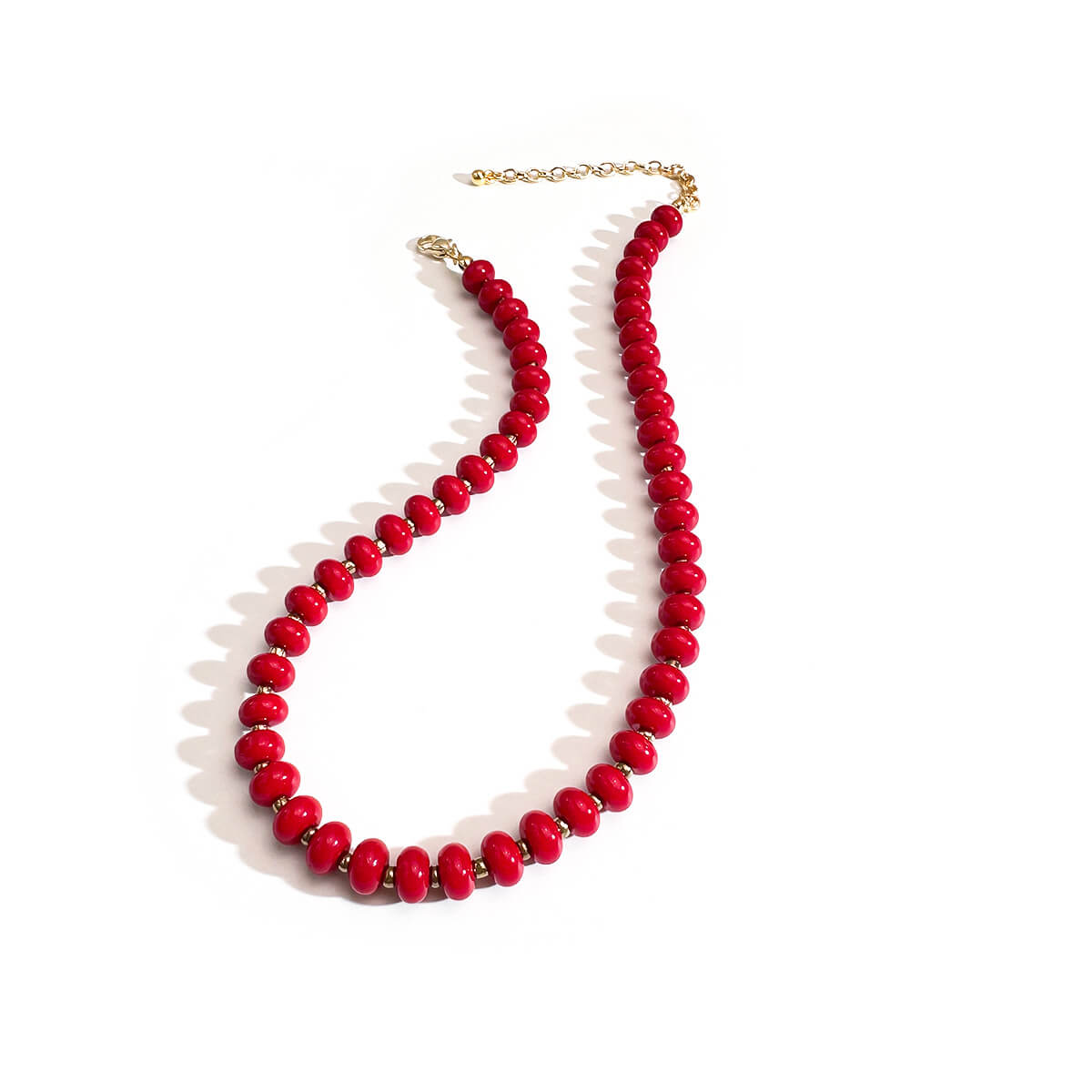 Vibrant Red Agate Beaded Choker Necklace