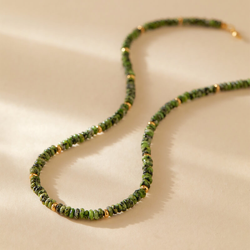 Natural Green Stone Beaded Choker Necklace