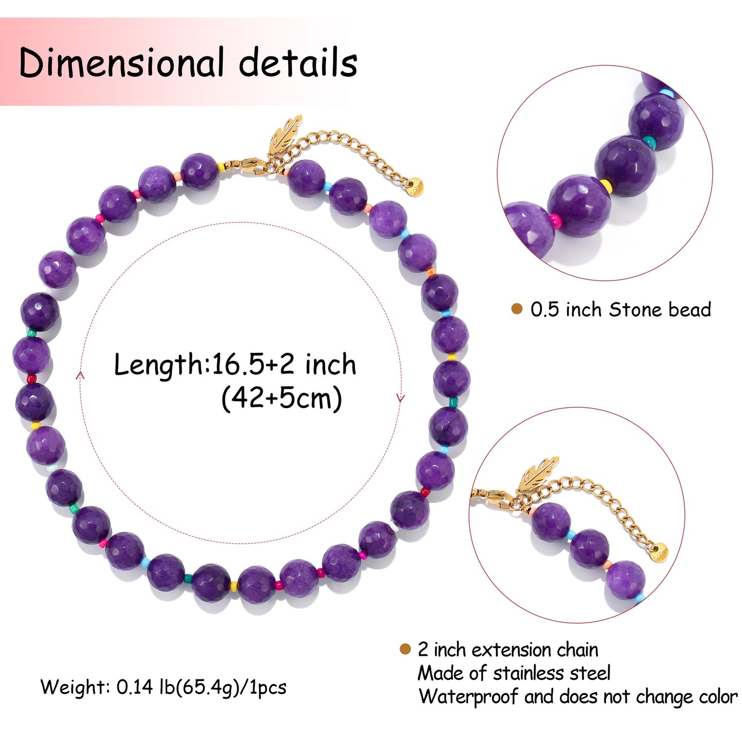 Elegant Purple Natural Stone Beaded Choker Necklace