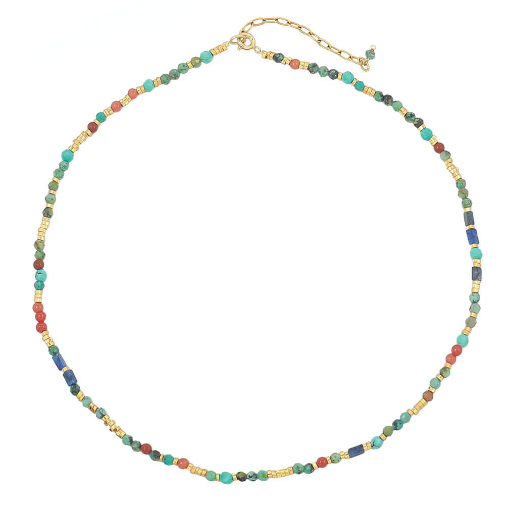 Natural StoneTurquoise Beaded Choker Necklace