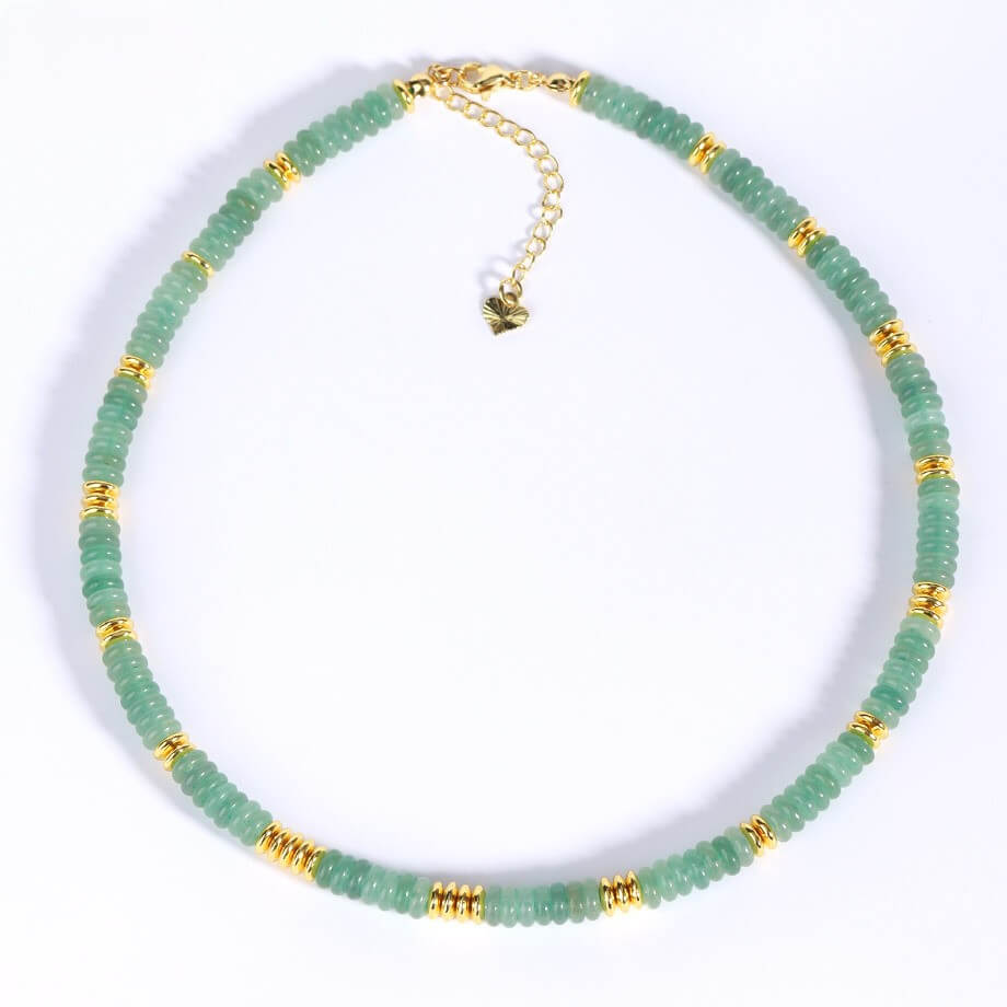 Handcrafted Natural Green Aventurine Beaded Choker Necklace