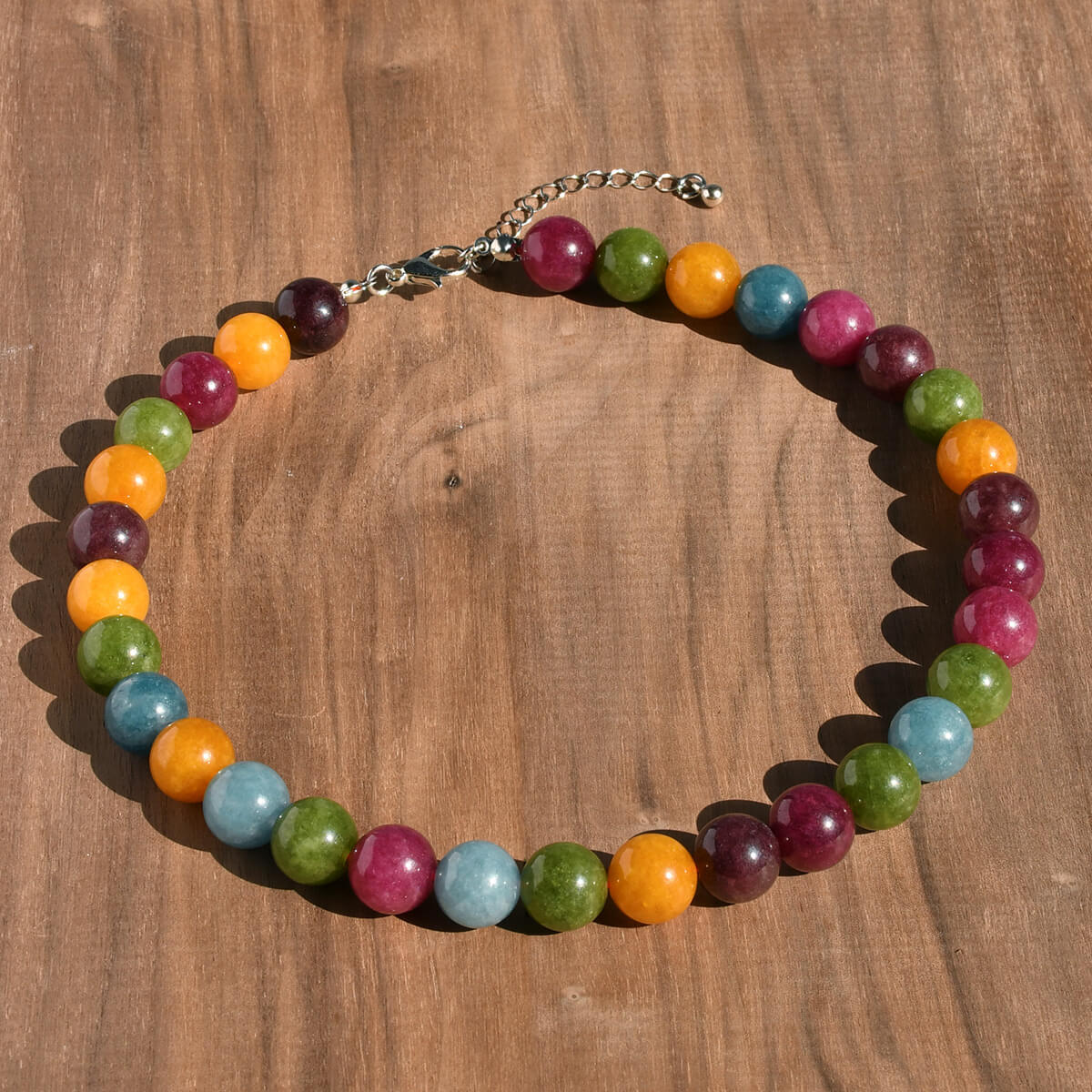Vibrant Gemstone Palette Round Natural Stone Beaded Choker