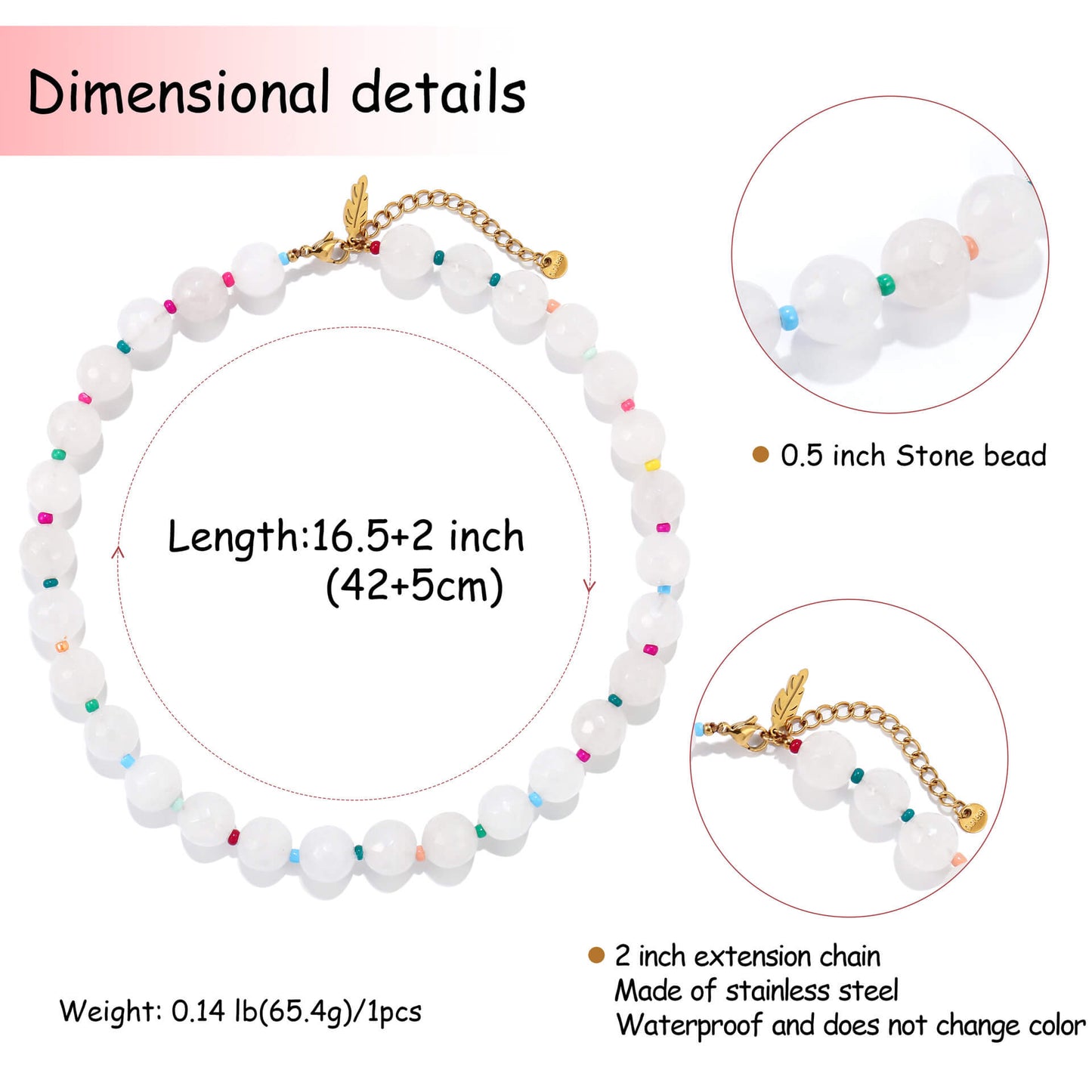 Elegant White Natural Stone Beaded Choker Necklace
