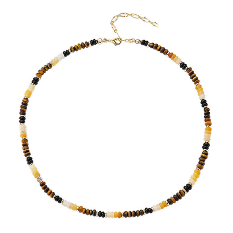 Natural Stone Tiger Eye Beaded Choker Necklace