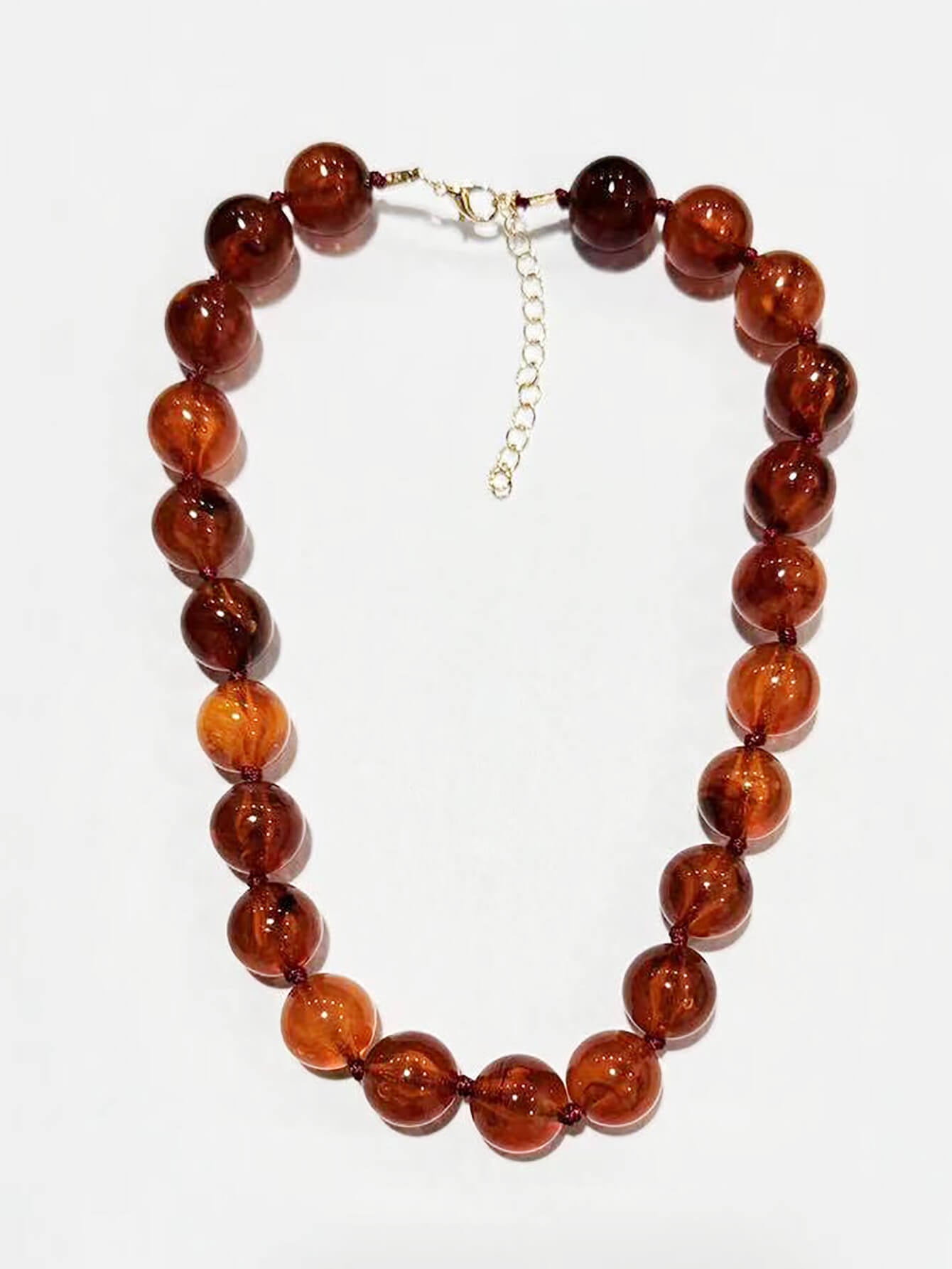 Chic Bohemian Acrylic Amber Cloudy Bead Choker Necklace