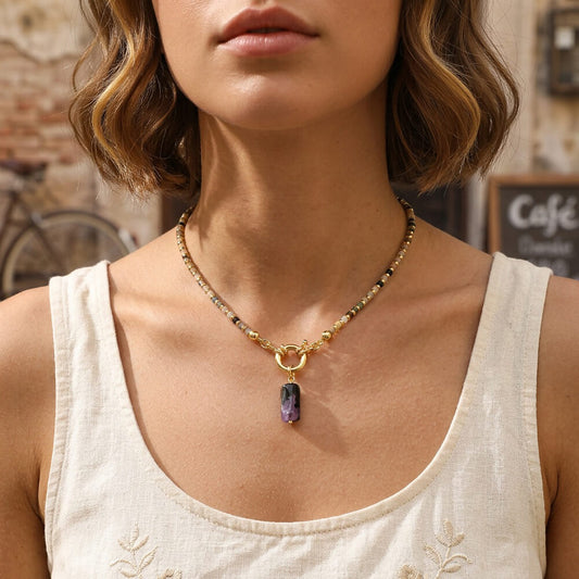 Handcrafted Multicolor Tourmaline Beaded Choker Necklace
