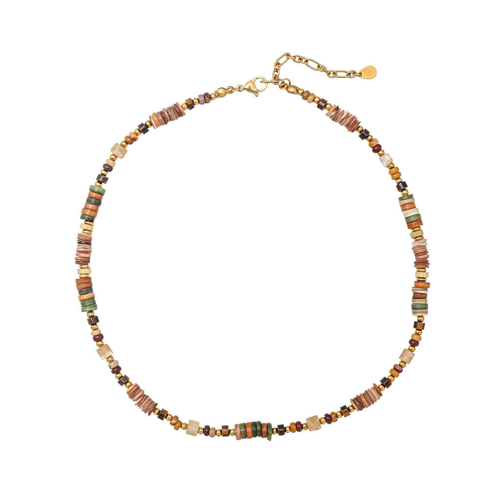 Multi-Color Natural Stone Beaded Choker Necklace