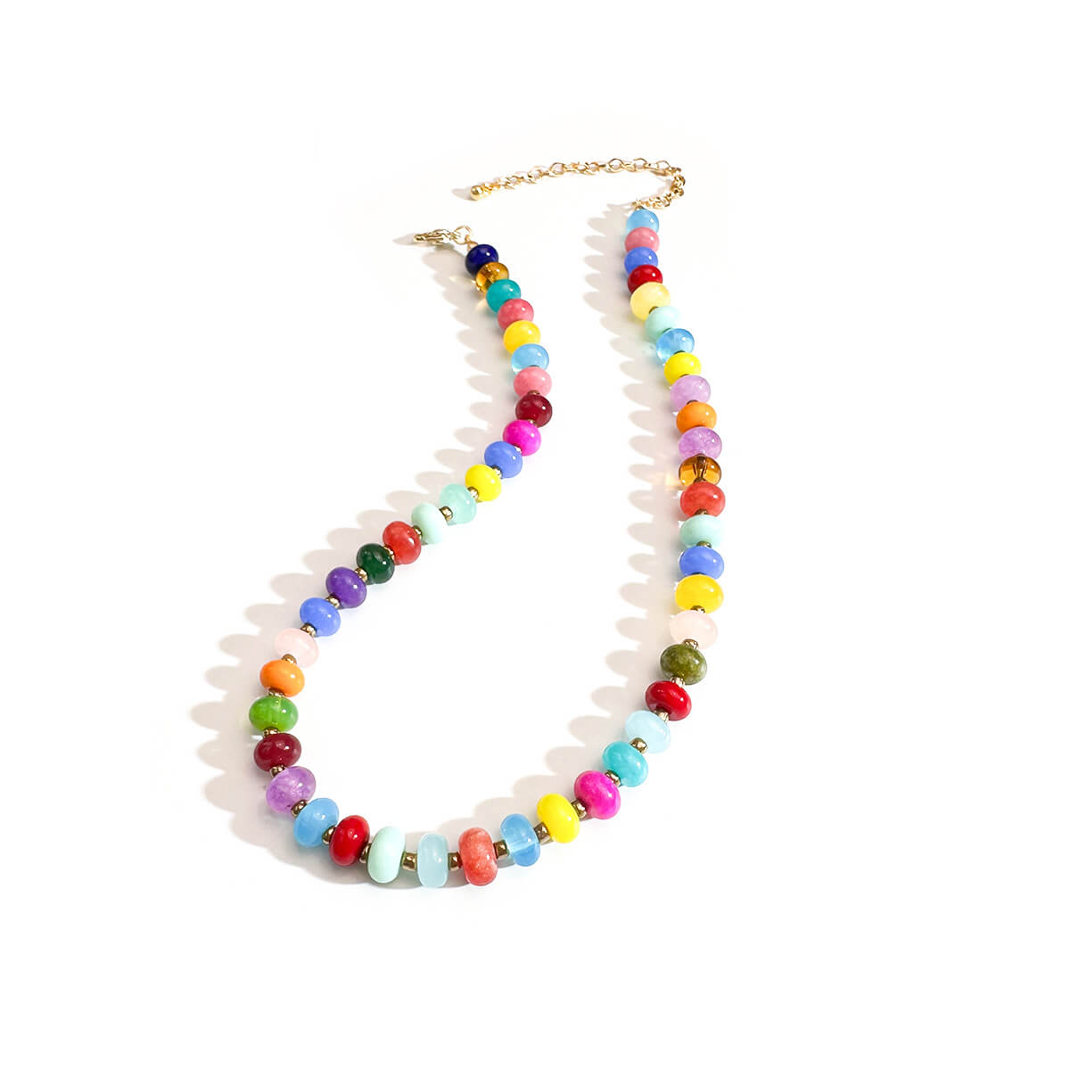 Vibrant Rainbow Agate Beaded Choker Necklace