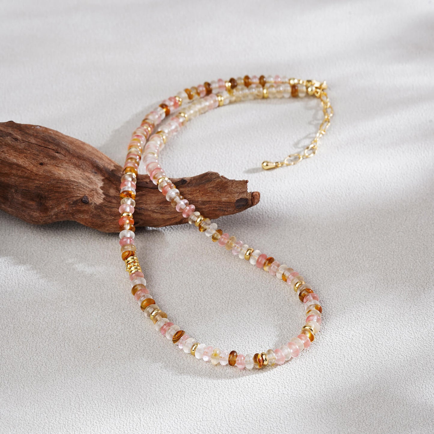 Handcrafted Multicolor Natural Stone Beaded Choker Necklace - Bohemian Collarbone Chain with 18K Gold-Plated Accents