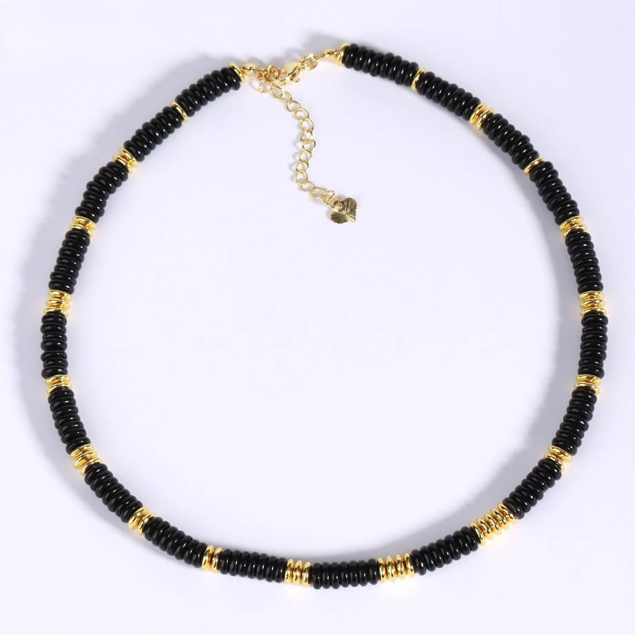 Handcrafted Natural Obsidian Beaded Choker Necklace