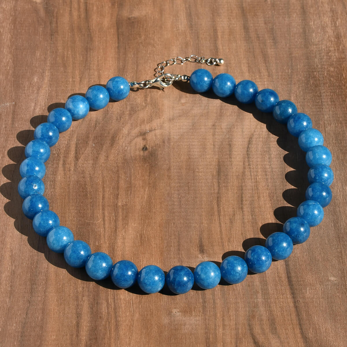Deep Sapphire Blue Round Natural Stone Beaded Choker