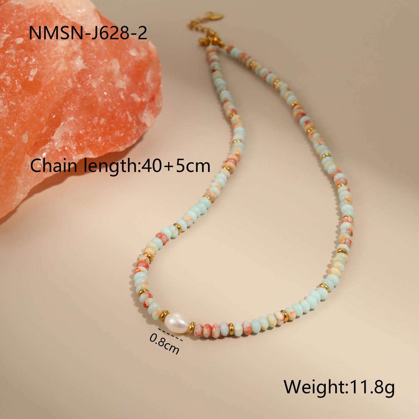 Pastel Ocean Natural Stone & Pearl Beaded Choker