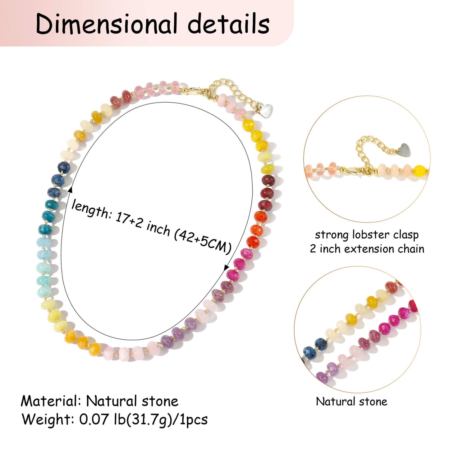 Vibrant Rainbow Natural Stone Beaded Summer Choker