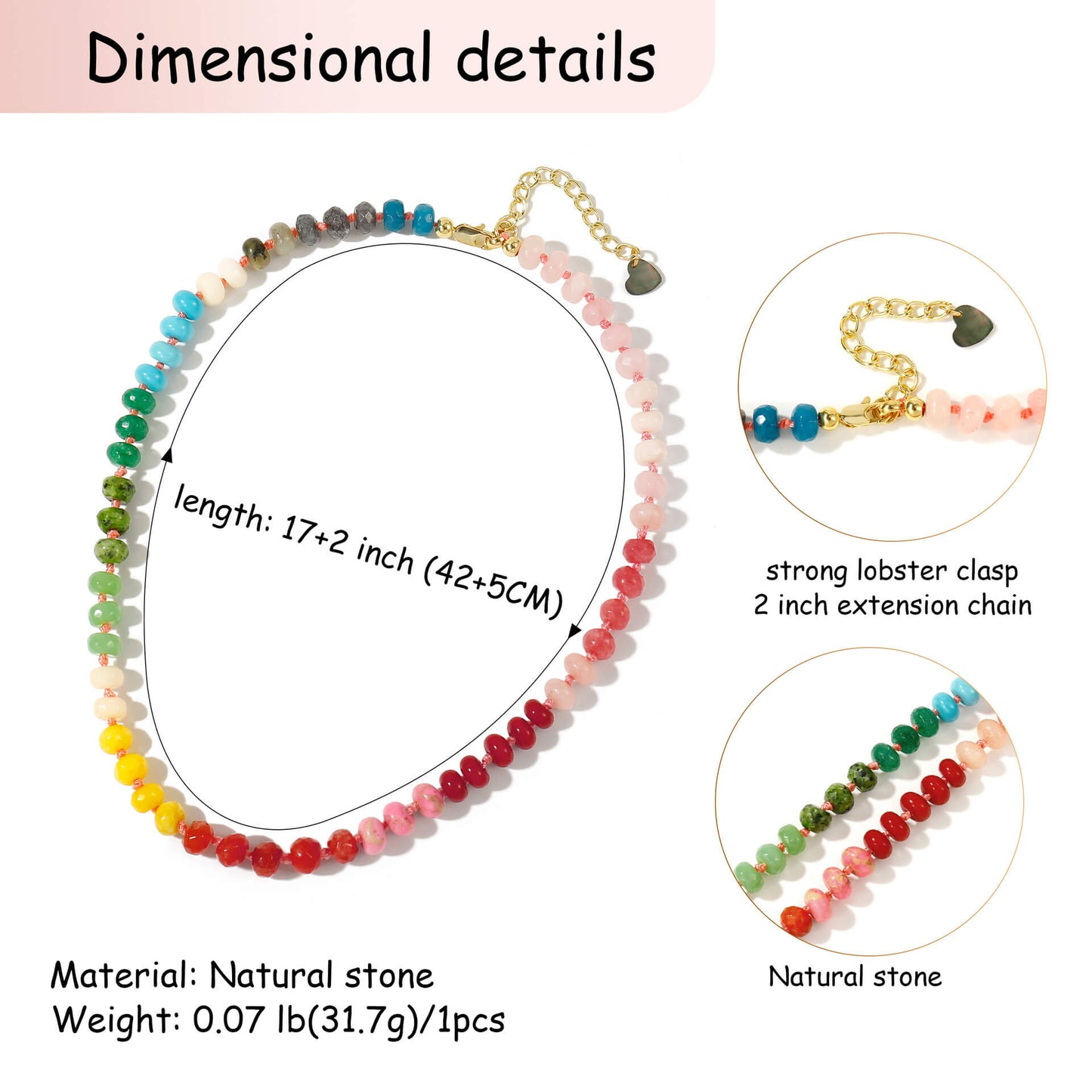Vibrant Rainbow Natural Stone Beaded Summer Choker