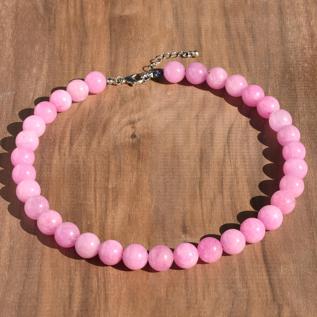 Pink Round Natural Stone Beaded Choker Necklace
