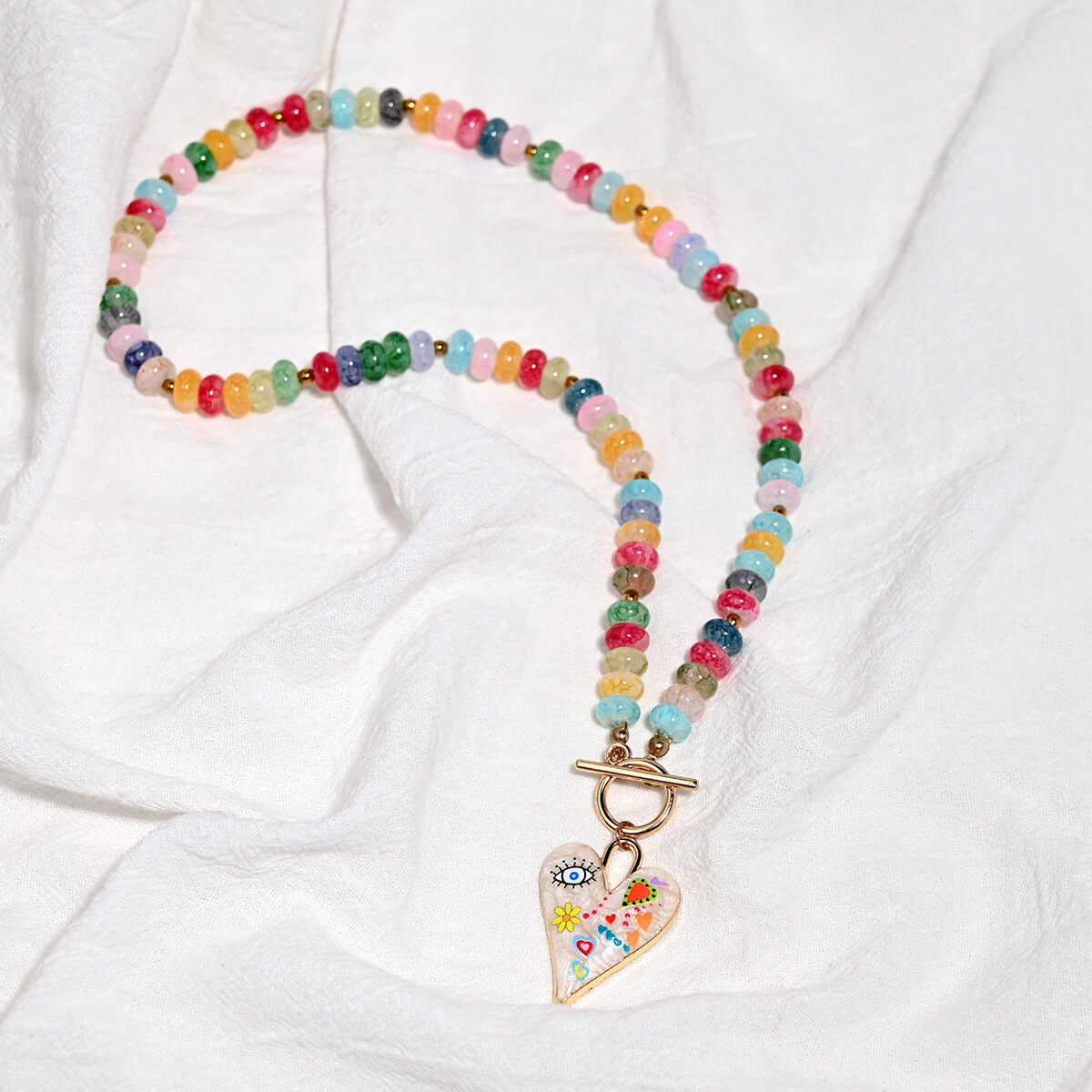 Vibrant Multicolor Glass Beaded Choker Necklace
