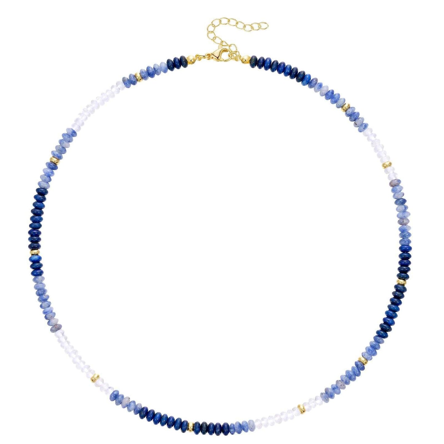 Summer Natural Stone Beaded Choker Necklace - Blue & White Boho Minimalist Jewelry