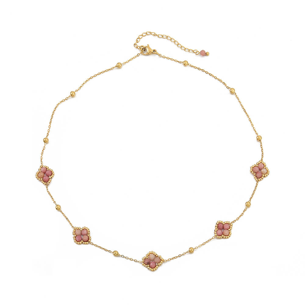 Handcrafted Natural Stone Clover Necklace