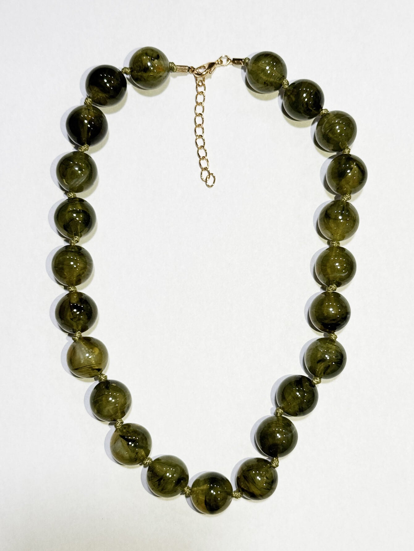 Chic Bohemian Acrylic Cloudy Green Bead Choker Necklace