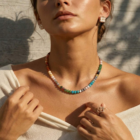 Vivid Earth & Ocean Natural Stone Beaded Choker