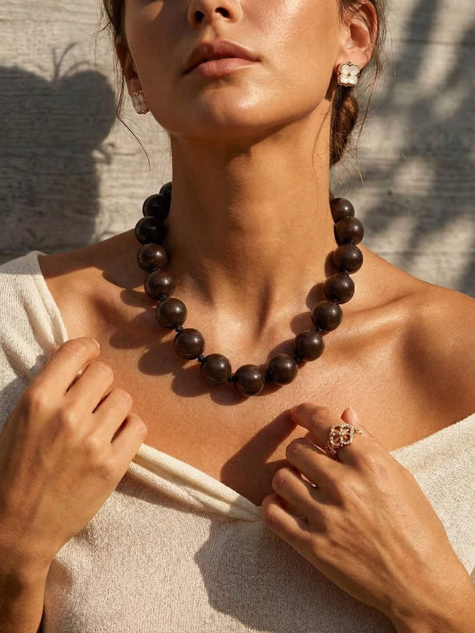 Chic Black Acrylic Bead choker Necklace