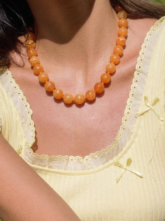 Chic Bohemian Acrylic Cloudy Orange Bead choker Necklace
