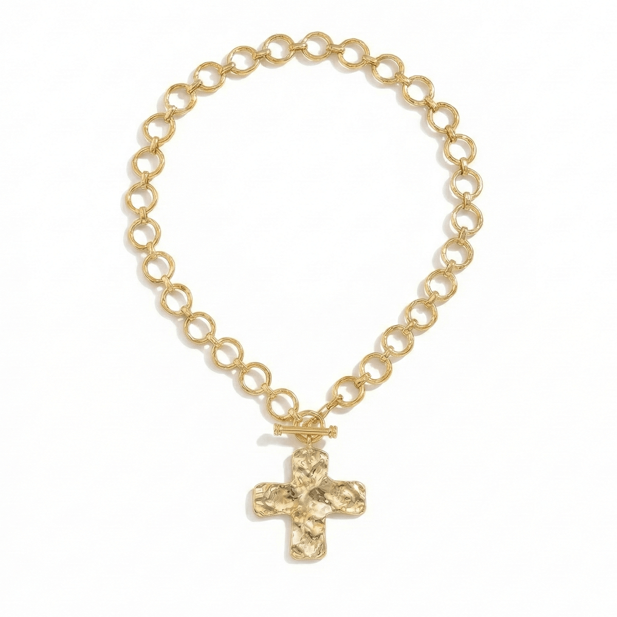 Chunky Gold Cross Statement Necklace