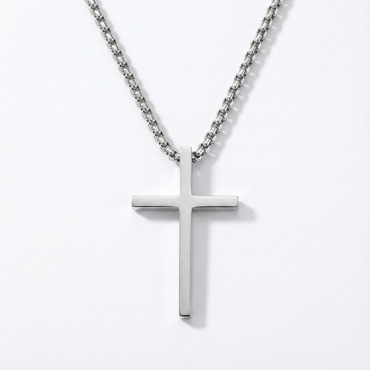 Box Chain Cross Necklace for Men