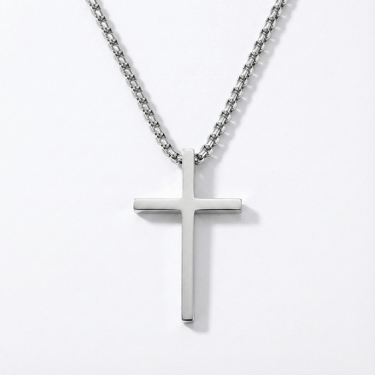 Box Chain Cross Necklace for Men