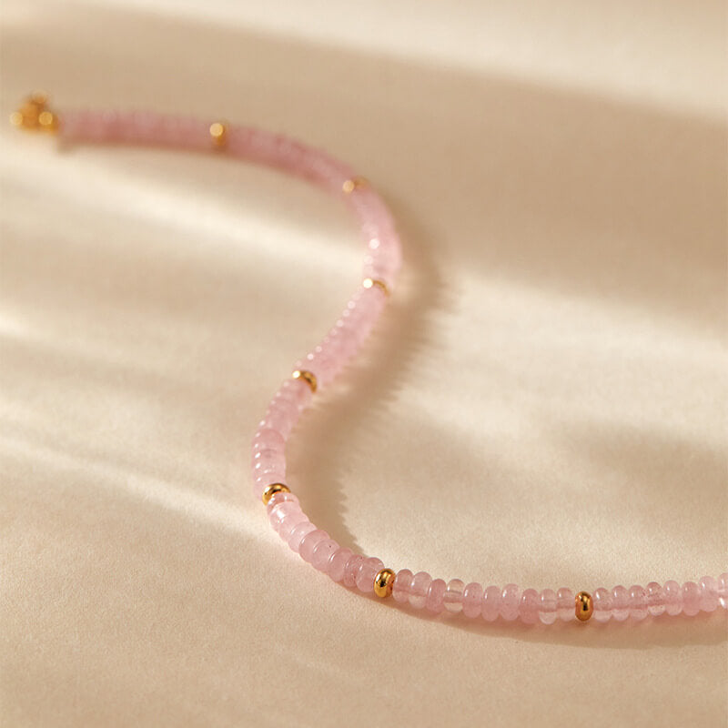 Pink Natural Stone Beaded Choker Necklace