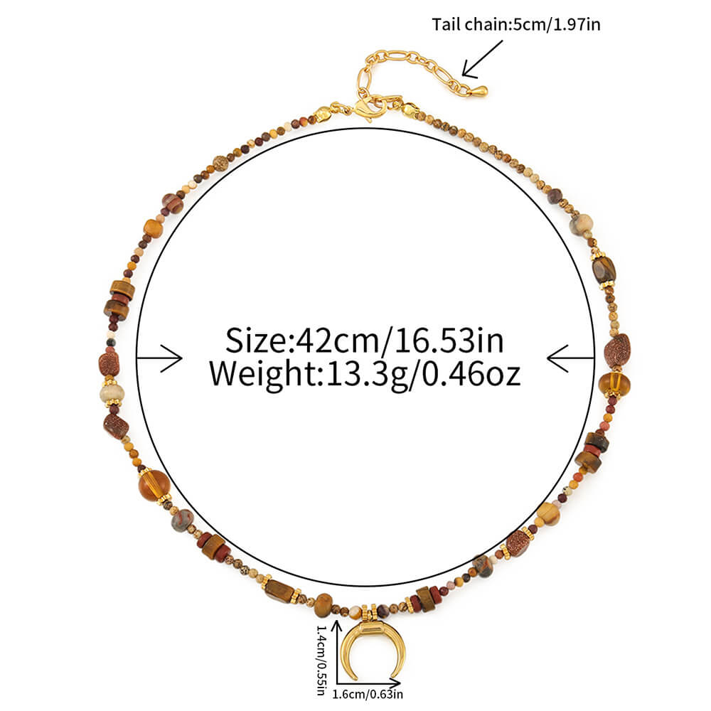 Natural Stone Beaded Choker Necklace - Earthy Minimalist Chic