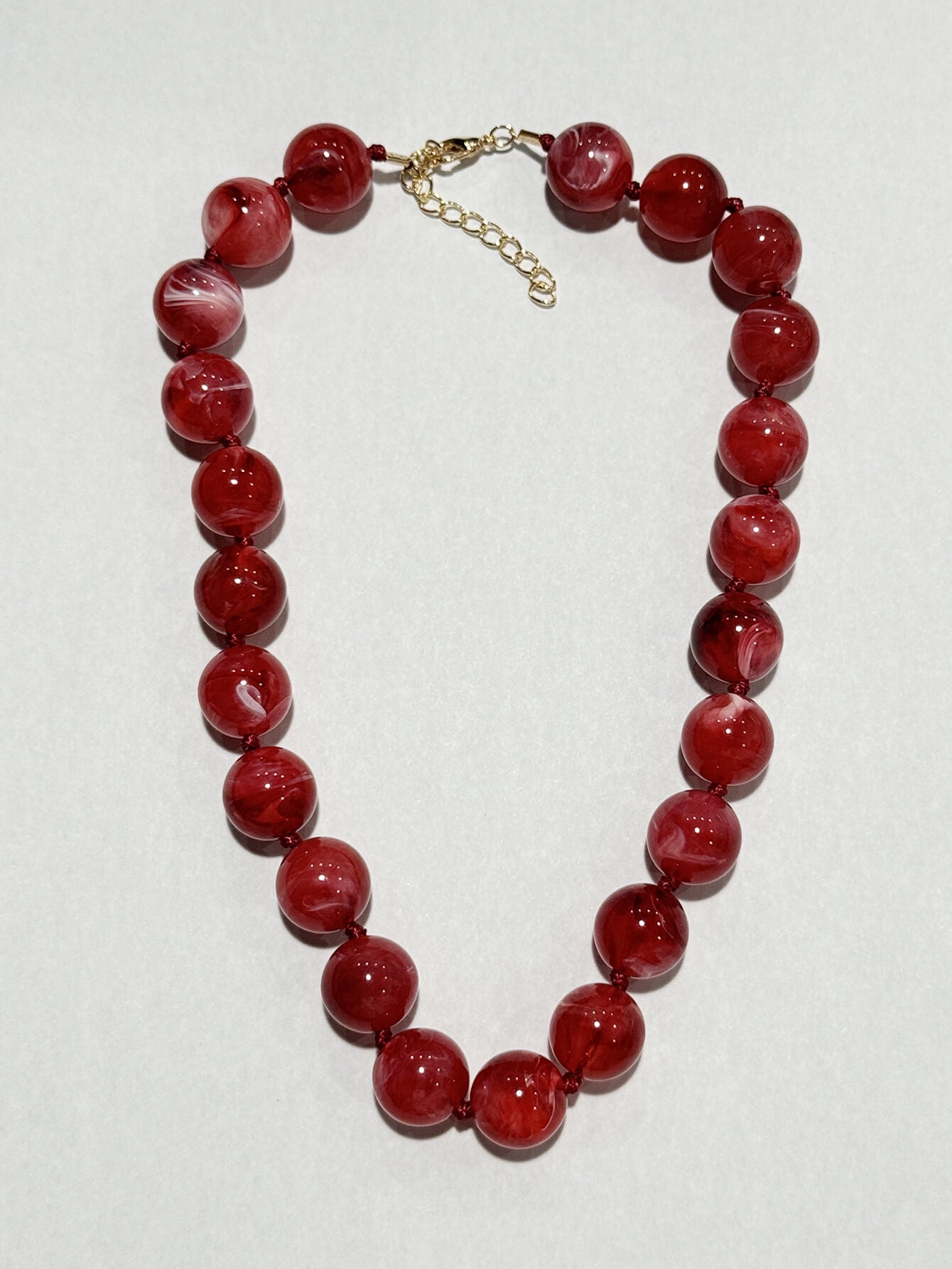 Chic Bohemian Acrylic Cloudy Red Bead choker Necklace