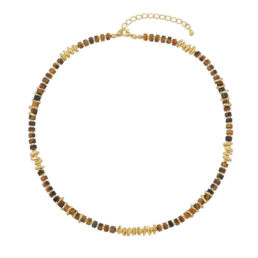 Natural Tiger's Eye Handmade Beaded Choker Necklace