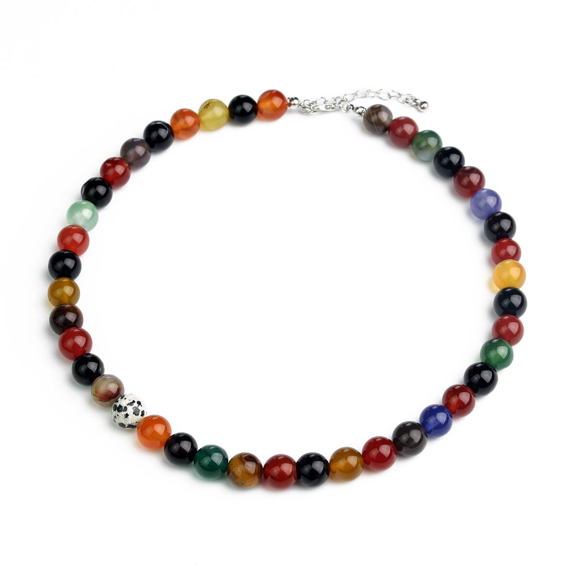 Vibrant Rainbow Agate Beaded Choker - Multi-Color Natural Stone Clavicle Necklace