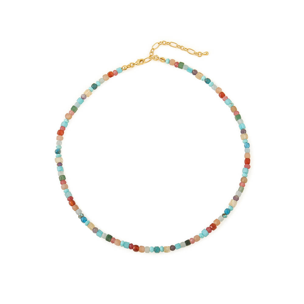 Clourful Natural Stone Beaded Choker Necklace
