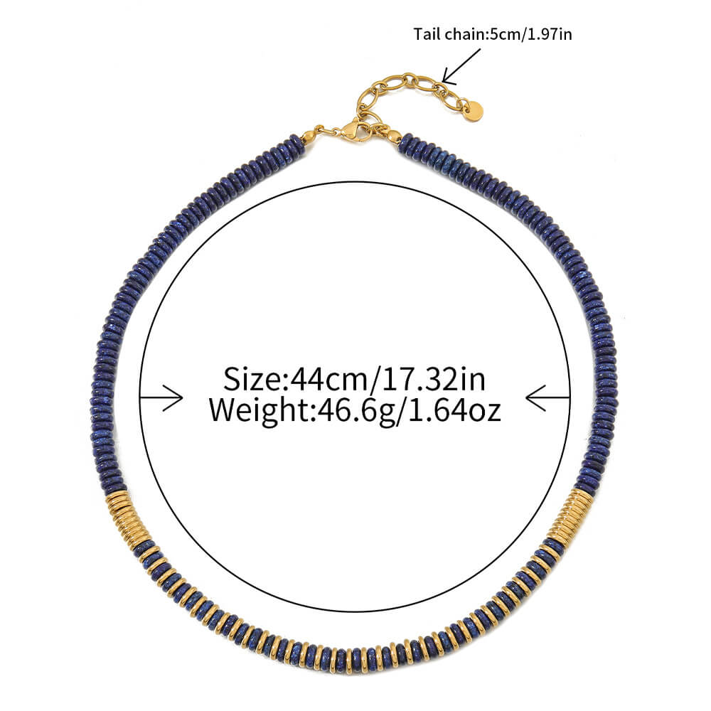 Natural Lapis Lazuli Beaded Choker Necklace - Deep Blue Boho Elegance