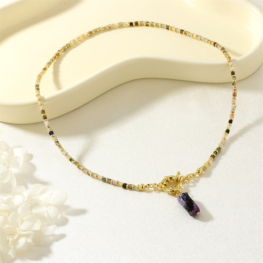Handcrafted Multicolor Tourmaline Beaded Choker Necklace