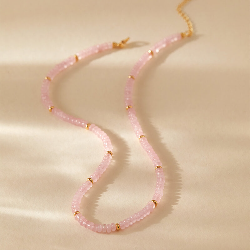 Pink Natural Stone Beaded Choker Necklace