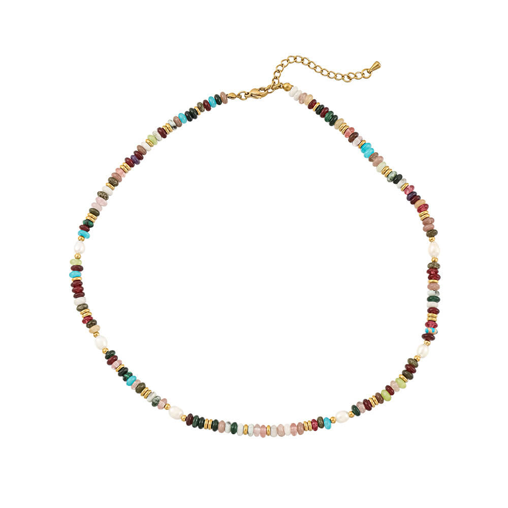 Colorful Natural Stone Beaded Choker Necklace