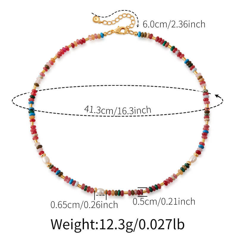 Colorful Natural Stone Beaded Choker Necklace