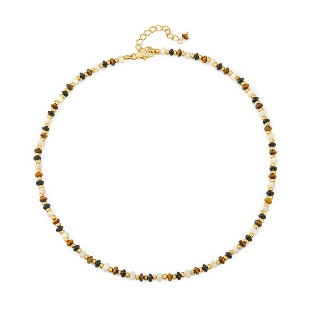 Natural Tiger's Eye Beaded Choker Necklace
