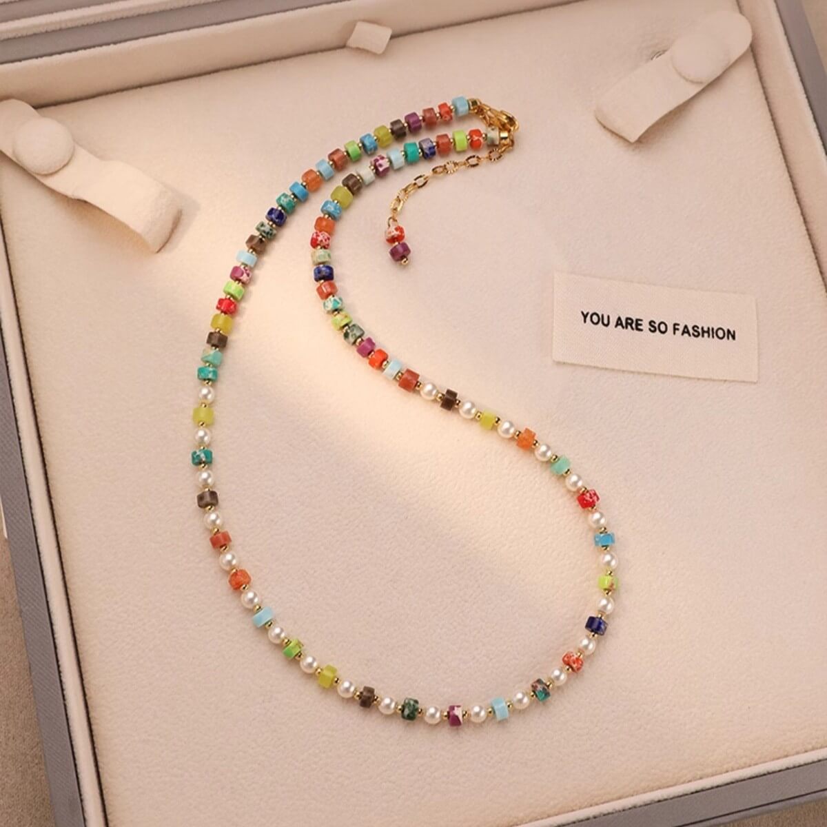 Colorful & Multi-Color Beaded Choker - Adjustable Summer Clavicle Chain