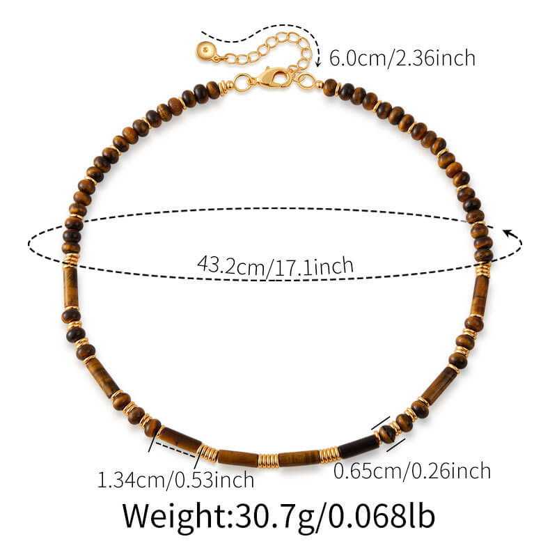 Natural Tiger's Eye Beaded Choker Necklace
