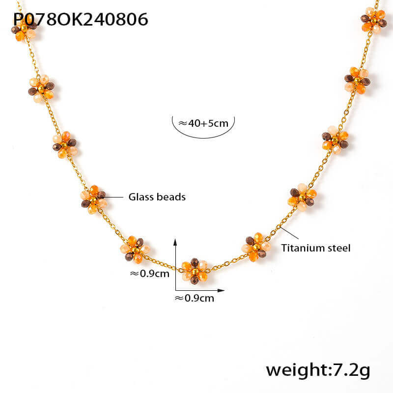 Delicate Glass Bead Daisy Necklace