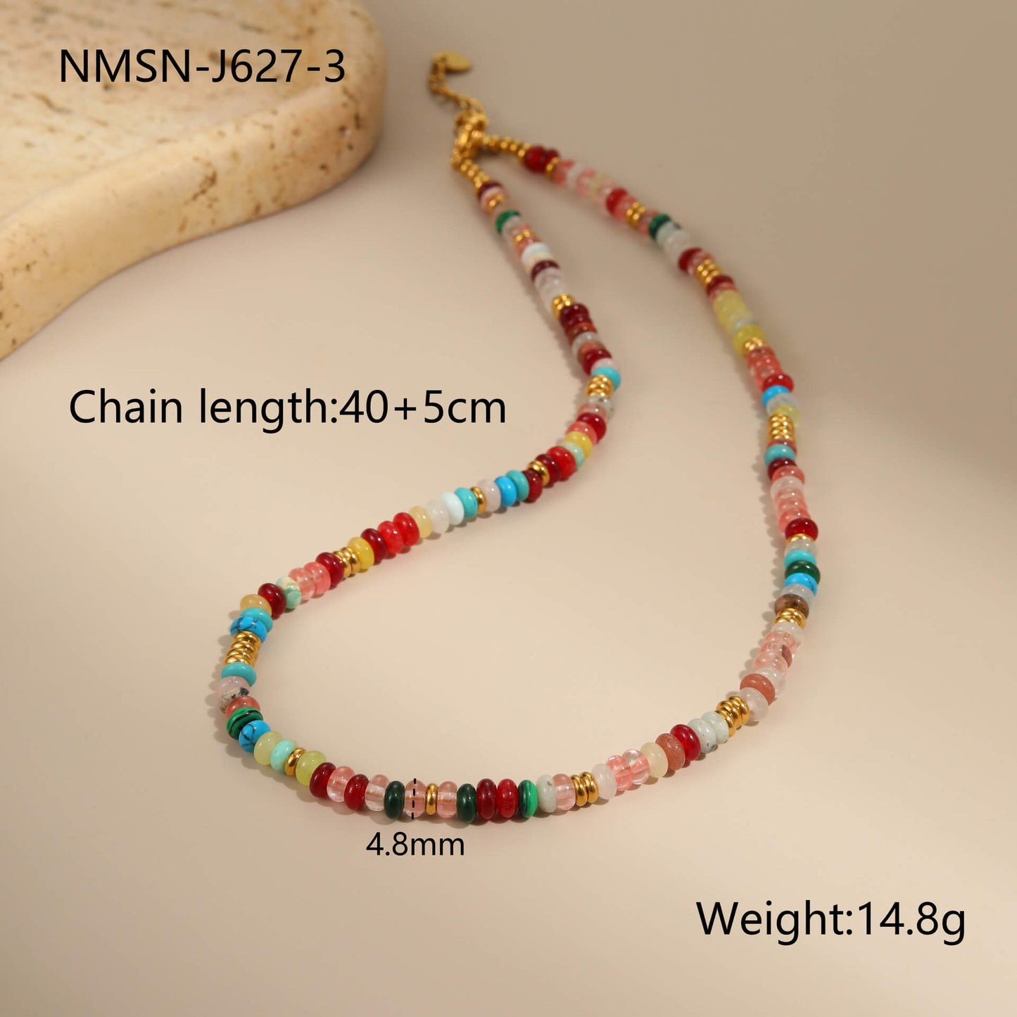 Boho Summer Vibes Colorful Natural Stone Beaded Necklace