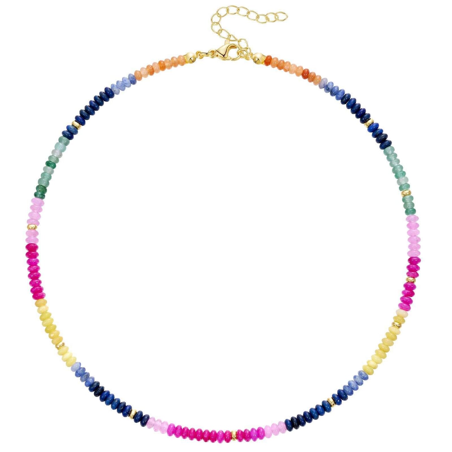 Summer Rainbow Natural Stone Beaded Choker Necklace