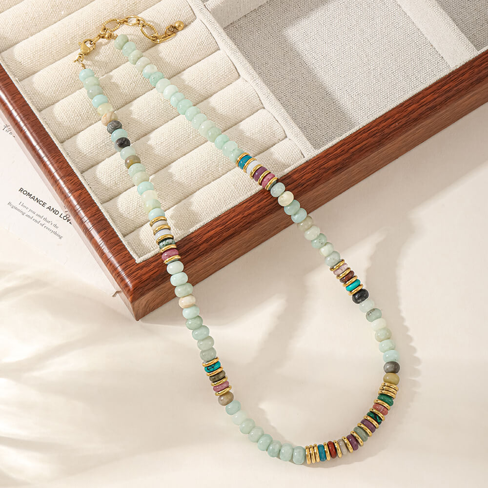 Bohemian Natural Stone Beaded Choker Necklace