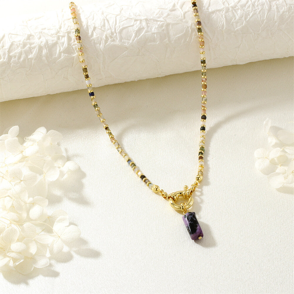 Handcrafted Multicolor Tourmaline Beaded Choker Necklace