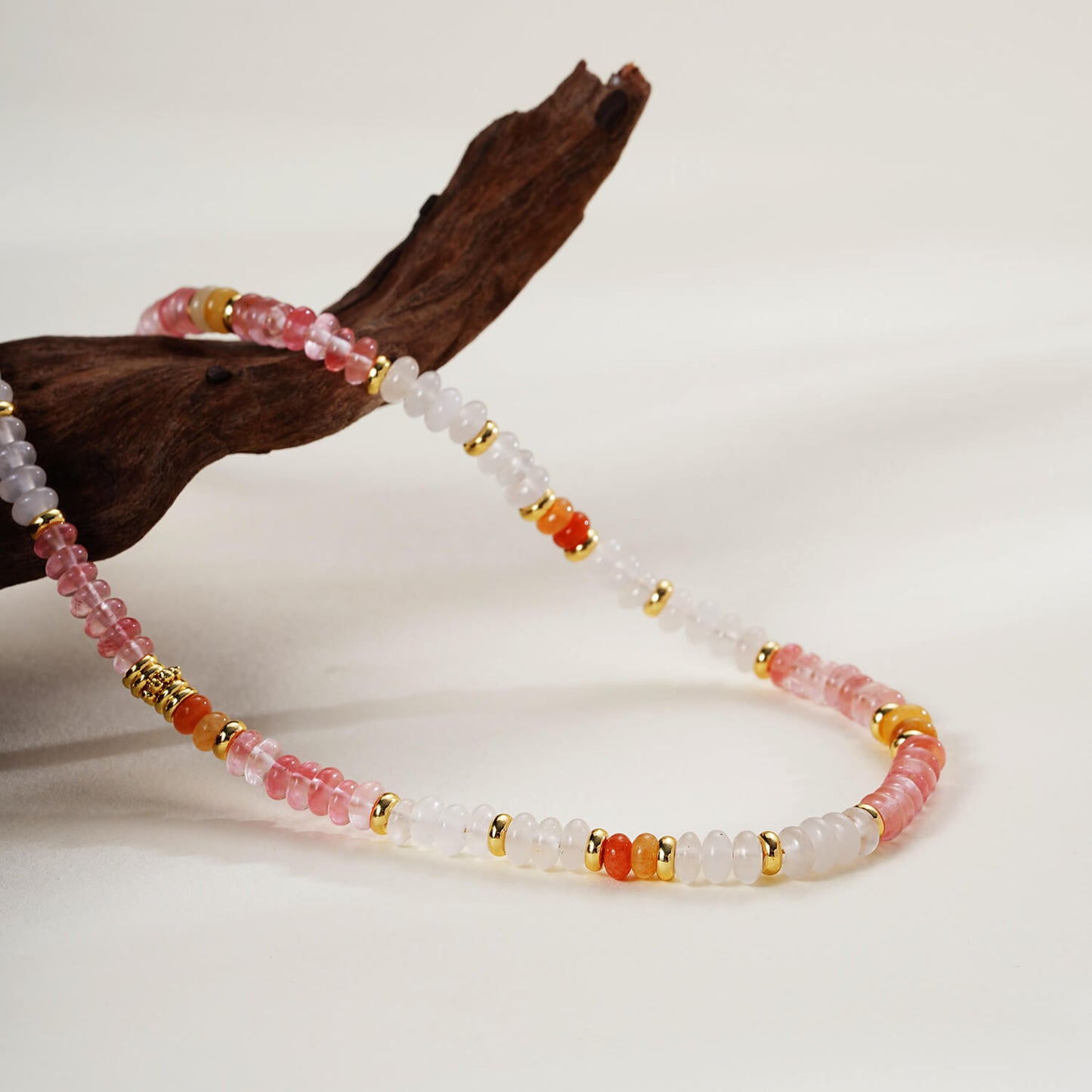 Handcrafted Multicolor Natural Stone Beaded Choker Necklace - Bohemian Collarbone Chain with 18K Gold-Plated Accents